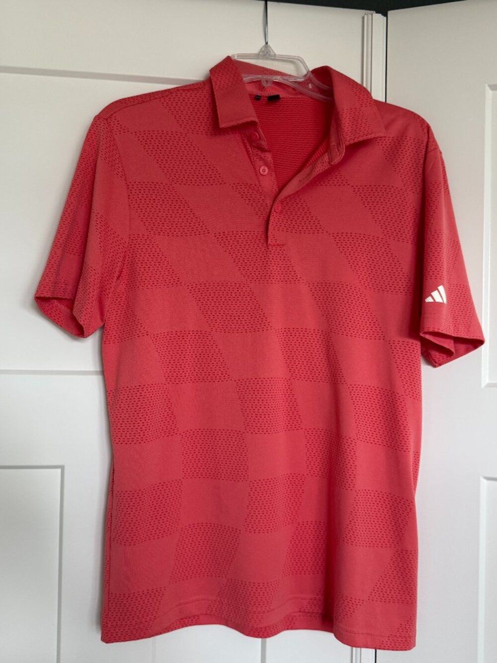 Adidas Men's 2024 Ultimate365 Textured Coral Red Golf Polo Size M